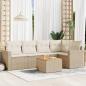 Preview: ARDEBO.de - 6-tlg. Garten-Sofagarnitur mit Kissen Beige Poly Rattan