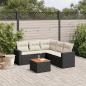 Preview: ARDEBO.de - 6-tlg. Garten-Sofagarnitur mit Kissen Schwarz Poly Rattan