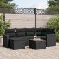 Preview: ARDEBO.de - 7-tlg. Garten-Sofagarnitur mit Kissen Schwarz Poly Rattan