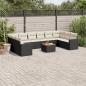 Preview: ARDEBO.de - 11-tlg. Garten-Sofagarnitur mit Kissen Schwarz Poly Rattan