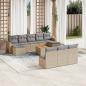 Preview: ARDEBO.de - 11-tlg. Garten-Sofagarnitur mit Kissen Beige Poly Rattan