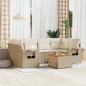 Preview: ARDEBO.de - 7-tlg. Garten-Sofagarnitur mit Kissen Beige Poly Rattan