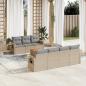 Preview: ARDEBO.de - 8-tlg. Garten-Sofagarnitur mit Kissen Beige Poly Rattan