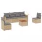 Preview: 7-tlg. Garten-Sofagarnitur mit Kissen Beige Poly Rattan