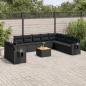 Preview: ARDEBO.de - 11-tlg. Garten-Sofagarnitur mit Kissen Schwarz Poly Rattan