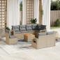 Preview: ARDEBO.de - 9-tlg. Garten-Sofagarnitur mit Kissen Beige Poly Rattan