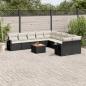 Preview: ARDEBO.de - 11-tlg. Garten-Sofagarnitur mit Kissen Schwarz Poly Rattan