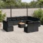 Preview: ARDEBO.de - 13-tlg. Garten-Sofagarnitur mit Kissen Schwarz Poly Rattan