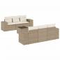 Preview: 7-tlg. Garten-Sofagarnitur mit Kissen Beige Poly Rattan