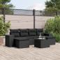 Preview: ARDEBO.de - 7-tlg. Garten-Sofagarnitur mit Kissen Schwarz Poly Rattan