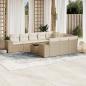 Preview: ARDEBO.de - 11-tlg. Garten-Sofagarnitur mit Kissen Beige Poly Rattan