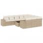 Preview: 11-tlg. Garten-Sofagarnitur mit Kissen Beige Poly Rattan