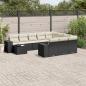 Preview: ARDEBO.de - 11-tlg. Garten-Sofagarnitur mit Kissen Schwarz Poly Rattan