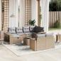 Preview: ARDEBO.de - 11-tlg. Garten-Sofagarnitur mit Kissen Beige Poly Rattan