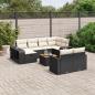 Preview: ARDEBO.de - 11-tlg. Garten-Sofagarnitur mit Kissen Schwarz Poly Rattan