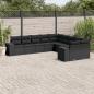 Preview: ARDEBO.de - 10-tlg. Garten-Sofagarnitur mit Kissen Schwarz Poly Rattan