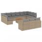 Preview: 14-tlg. Garten-Sofagarnitur mit Kissen Beige Poly Rattan