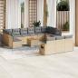 Preview: ARDEBO.de - 14-tlg. Garten-Sofagarnitur mit Kissen Beige Poly Rattan