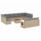 Preview: 14-tlg. Garten-Sofagarnitur mit Kissen Beige Poly Rattan