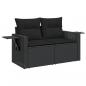 Preview: 3-tlg. Garten-Sofagarnitur mit Kissen Schwarz Poly Rattan