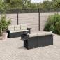 Preview: ARDEBO.de - 7-tlg. Garten-Sofagarnitur mit Kissen Schwarz Poly Rattan