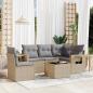 Preview: ARDEBO.de - 6-tlg. Garten-Sofagarnitur mit Kissen Beige Poly Rattan