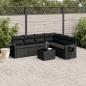 Preview: ARDEBO.de - 7-tlg. Garten-Sofagarnitur mit Kissen Schwarz Poly Rattan