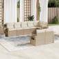 Preview: ARDEBO.de - 8-tlg. Garten-Sofagarnitur mit Kissen Beige Poly Rattan