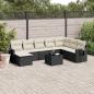 Preview: ARDEBO.de - 9-tlg. Garten-Sofagarnitur mit Kissen Schwarz Poly Rattan