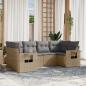 Preview: ARDEBO.de - 6-tlg. Garten-Sofagarnitur mit Kissen Beige Poly Rattan