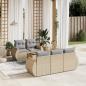 Preview: ARDEBO.de - 6-tlg. Garten-Sofagarnitur mit Kissen Beige Poly Rattan