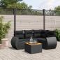 Preview: ARDEBO.de - 5-tlg. Garten-Sofagarnitur mit Kissen Schwarz Poly Rattan