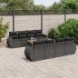 Preview: ARDEBO.de - 9-tlg. Garten-Sofagarnitur mit Kissen Schwarz Poly Rattan