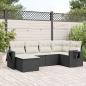 Preview: ARDEBO.de - 6-tlg. Garten-Sofagarnitur mit Kissen Schwarz Poly Rattan