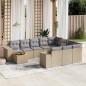 Preview: ARDEBO.de - 11-tlg. Garten-Sofagarnitur mit Kissen Beige Poly Rattan