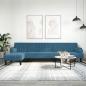 Preview: ARDEBO.de - Schlafsofa in L-Form Blau 260x140x70 cm Samt