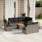 Preview: ARDEBO.de - 9-tlg. Garten-Sofagarnitur mit Kissen Grau Poly Rattan