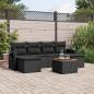 Preview: ARDEBO.de - 7-tlg. Garten-Sofagarnitur mit Kissen Schwarz Poly Rattan