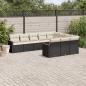 Preview: ARDEBO.de - 10-tlg. Garten-Sofagarnitur mit Kissen Schwarz Poly Rattan