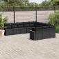 Preview: ARDEBO.de - 11-tlg. Garten-Sofagarnitur mit Kissen Schwarz Poly Rattan