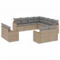 Preview: 11-tlg. Garten-Sofagarnitur mit Kissen Beige Poly Rattan