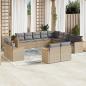 Preview: ARDEBO.de - 13-tlg. Garten-Sofagarnitur mit Kissen Beige Poly Rattan