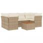 Preview: 7-tlg. Garten-Sofagarnitur mit Kissen Beige Poly Rattan