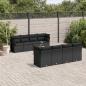 Preview: ARDEBO.de - 9-tlg. Garten-Sofagarnitur mit Kissen Schwarz Poly Rattan