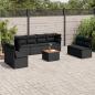 Preview: ARDEBO.de - 9-tlg. Garten-Sofagarnitur mit Kissen Schwarz Poly Rattan