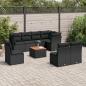 Preview: ARDEBO.de - 9-tlg. Garten-Sofagarnitur mit Kissen Schwarz Poly Rattan