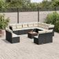 Preview: ARDEBO.de - 13-tlg. Garten-Sofagarnitur mit Kissen Schwarz Poly Rattan