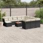 Preview: ARDEBO.de - 13-tlg. Garten-Sofagarnitur mit Kissen Schwarz Poly Rattan