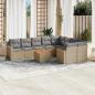 Preview: ARDEBO.de - 10-tlg. Garten-Sofagarnitur mit Kissen Beige Poly Rattan