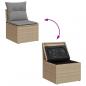 Preview: 11-tlg. Garten-Sofagarnitur mit Kissen Beige Poly Rattan